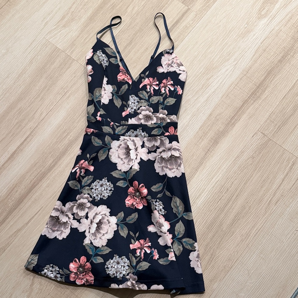 Dry Goods Floral Mini Dress - Navy and Pink